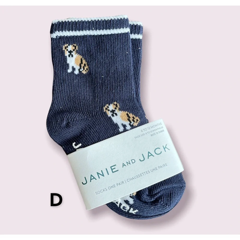 NWT JANIE AND JACK Puppy Dog Socks Size 0-3 Months Baby Newborn U Choose Style
